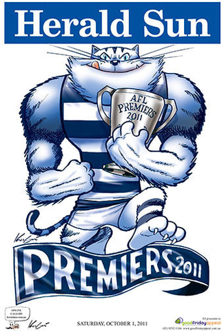 2011 Mark Knight Premiership Poster - Geelong  Block Mounted