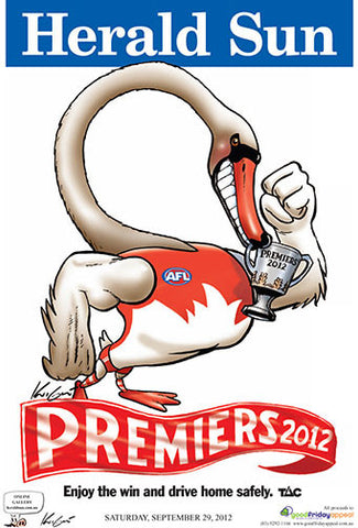 2012 Mark Knight Premiership Poster - Sydney Block Mounted - DISCOLOURED